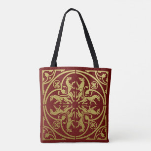Mediaeval Renaissance Herald Lion Leopard Metallic Tote Bag