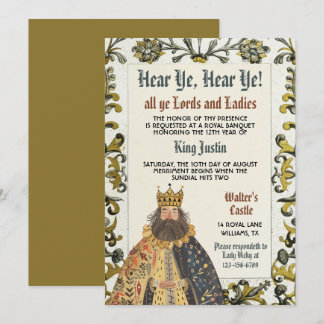 Mediaeval Renaissance King Birthday Invitation