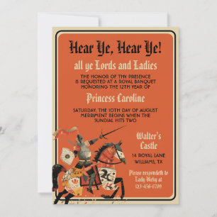 Mediaeval Renaissance Knight Birthday Invitation