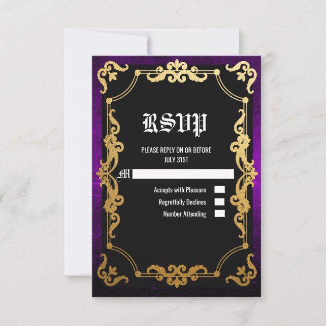 Mediaeval Renaissance Middle Ages Goth RSVP card (Front)