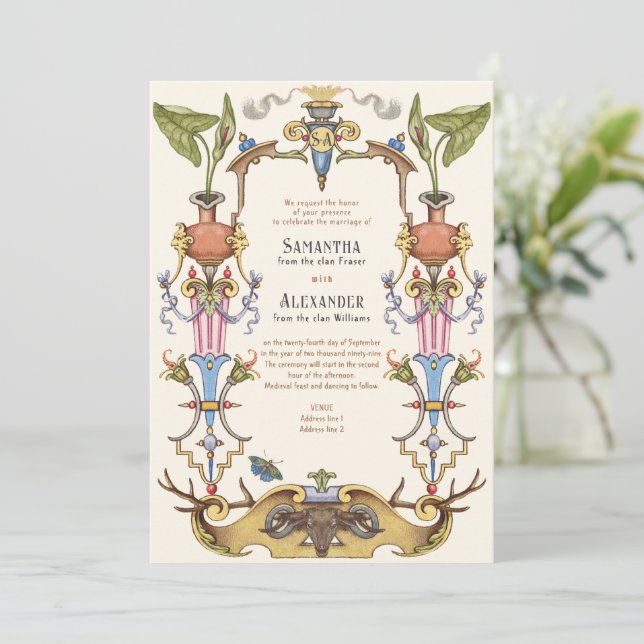 Mediaeval Renaissance Middle Ages Renfaire Wedding Invitation (Standing Front)