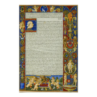 Mediaeval Renaissance Old Book Sforza Milan Vintag Poster