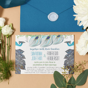 Mediaeval Renaissance Peacock Vintage 3 Feathers Invitation