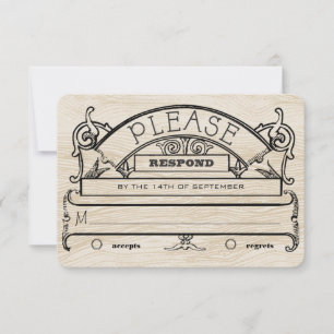Mediaeval Renaissance Rustic Wood Pattern RSVP Card