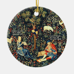Mediaeval Renaissance Tapestry  Shepherds and Shee Ceramic Tree Decoration