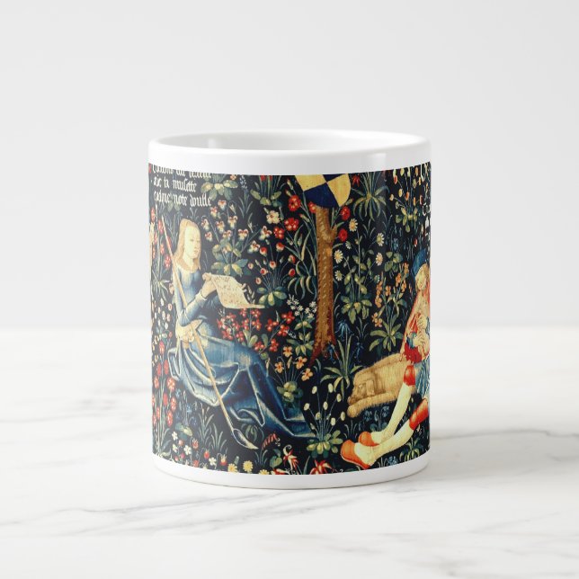 Mediaeval Renaissance Tapestry  Shepherds and Shee Large Coffee Mug (Front)