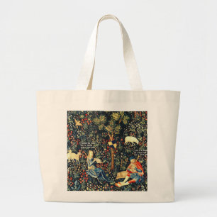 Mediaeval Renaissance Tapestry Shepherds and Shee Large Tote Bag