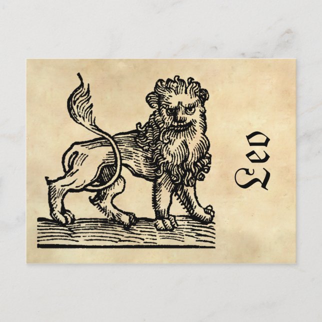 Mediaeval Renaissance Zodiac Symbol Leo The Lion Postcard (Front)