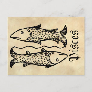 Mediaeval Renaissance Zodiac Symbol Pisces Postcard