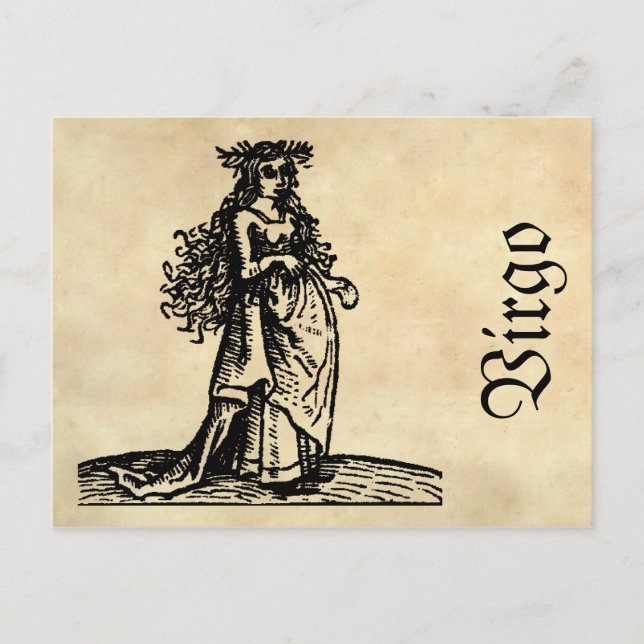 Mediaeval Renaissance Zodiac Symbol Virgo Postcard (Front)
