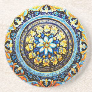 Mediaeval Roman Italian Spanish Majolica Floral Coaster