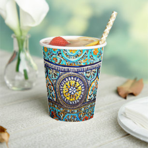 Mediaeval Roman Italian Spanish Majolica Floral Paper Cups