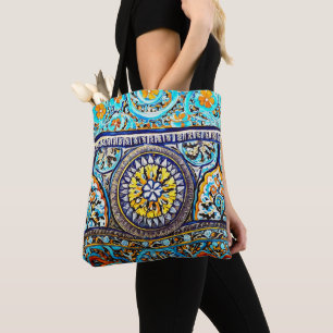 Mediaeval Roman Italian Spanish Majolica Floral Tote Bag