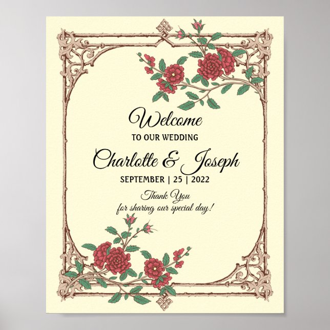Mediaeval Romantic Wedding Welcome Sign Poster (Front)