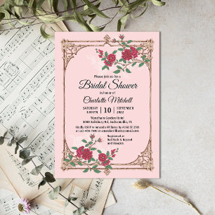 Mediaeval Romantic with Wooden Frame Bridal Shower Invitation