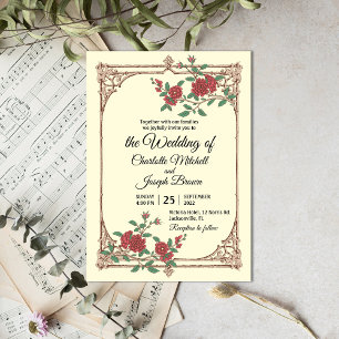 Mediaeval Romantic with Wooden Frame Wedding Invitation