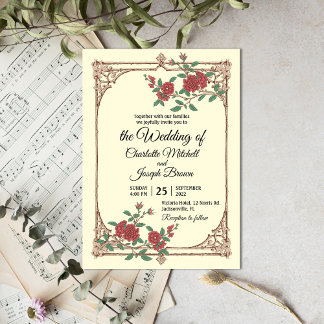 Mediaeval Romantic with Wooden Frame Wedding Invitation