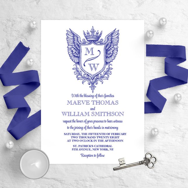 Mediaeval Royal Crest Monogram Wedding Invitation (Creator Uploaded)