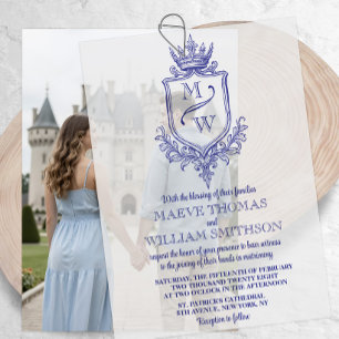 Mediaeval Royal Crest Monogram Wedding Overlay Vellum Invitations