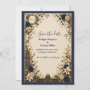 Mediaeval Royal Gothic Monogram Crest Wedding Invitation