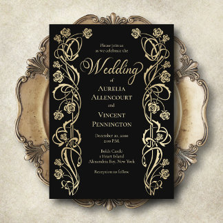 Mediaeval Royal Roses Sword Wedding Invitation