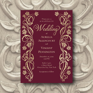 Mediaeval Royal Roses Sword Wedding Invitation