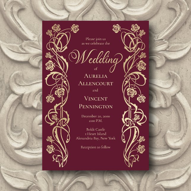 Mediaeval Royal Roses Sword Wedding Invitation (Creator Uploaded)