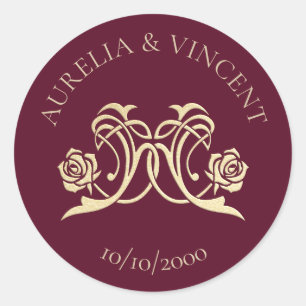 Mediaeval Royal Roses Wedding Classic Round Sticker