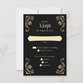Mediaeval Royal Roses Wedding RSVP Card