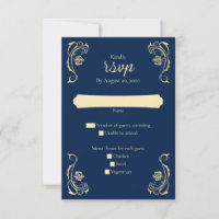 Mediaeval Royal Roses Wedding RSVP Card