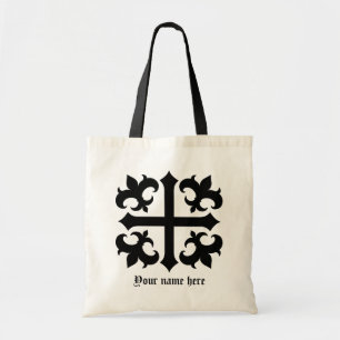 Mediaeval royal symbolic cross and fleur de lis tote bag