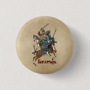 Mediaeval Russian Bogatyr 3 Cm Round Badge