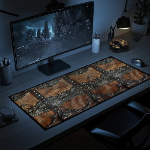 Mediaeval Rustic Leather and Iron Print Desk Mat