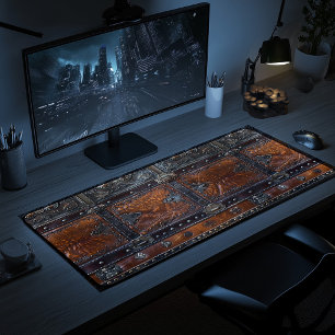 Mediaeval Rustic Leather and Iron Print Desk Mat