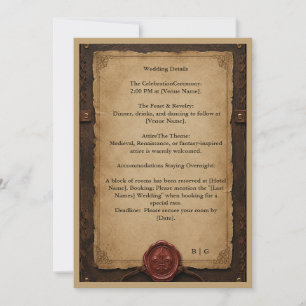 Mediaeval Rustic Leather Wax Seal Wedding Invitation