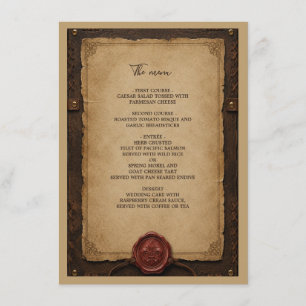 Mediaeval Rustic Leather Wax Seal Wedding Menu