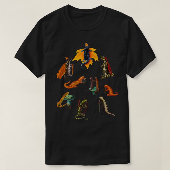 Mediaeval Salamanders and Newts T-Shirt (Design Front)
