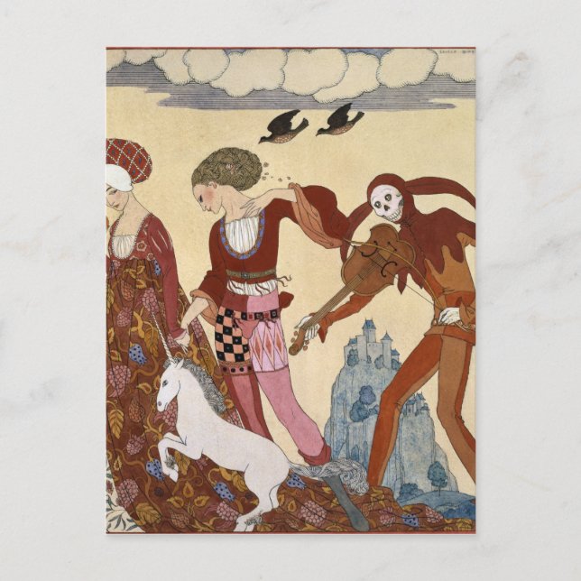 Mediaeval Scene by Georges Barbier Postcard (Front)