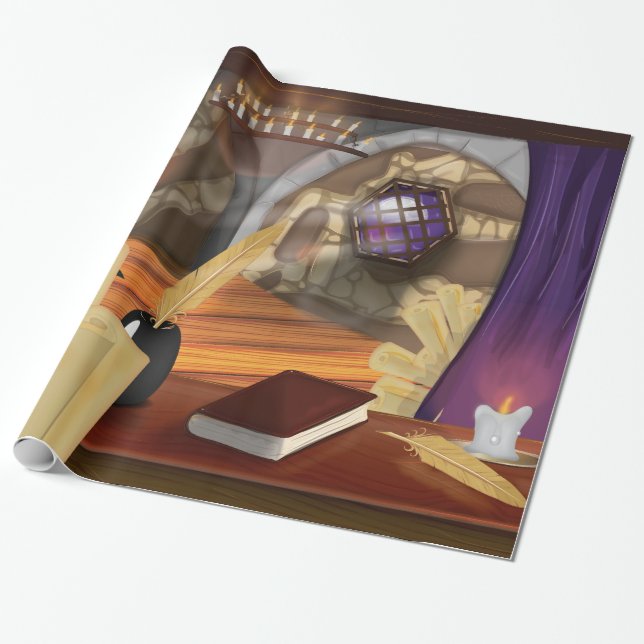 Mediaeval Scribe Study Wrapping Paper (Unrolled)