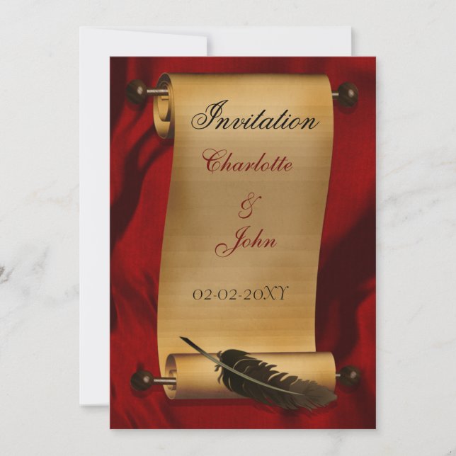 mediaeval scroll vintage invitation (Front)