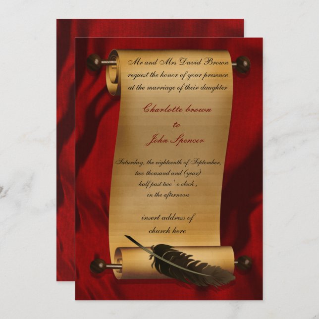 mediaeval scroll vintage invitation (Front/Back)