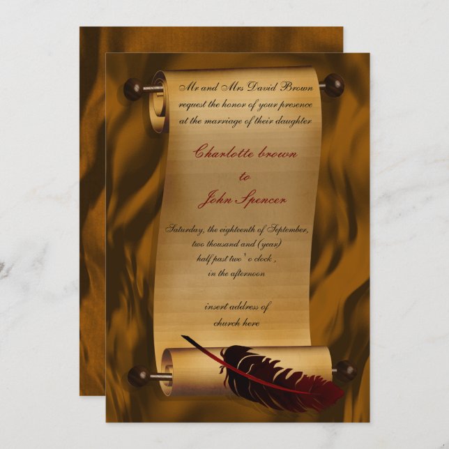 mediaeval scroll vintage invitation (Front/Back)