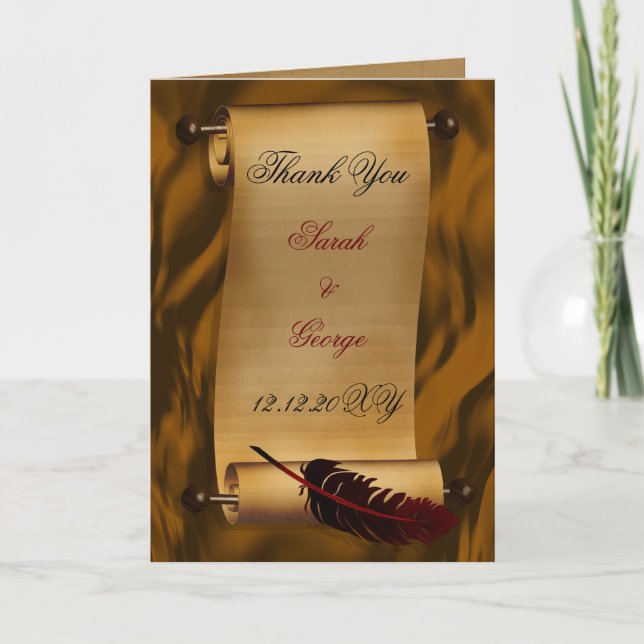 mediaeval scroll vintage Thank You Card (Front)