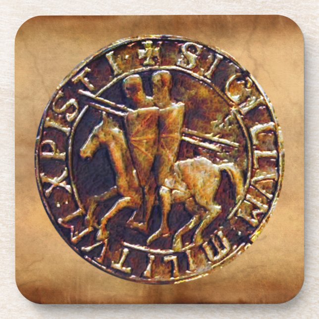 Mediaeval Seal of the Knights Templar Coaster (Front)