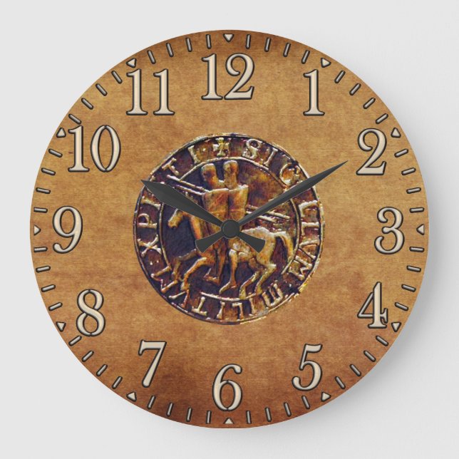 Mediaeval Seal of the Knights Templar Large Clock (Front)