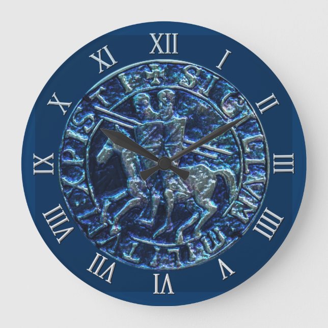 Mediaeval Seal of the Knights Templar Large Clock (Front)