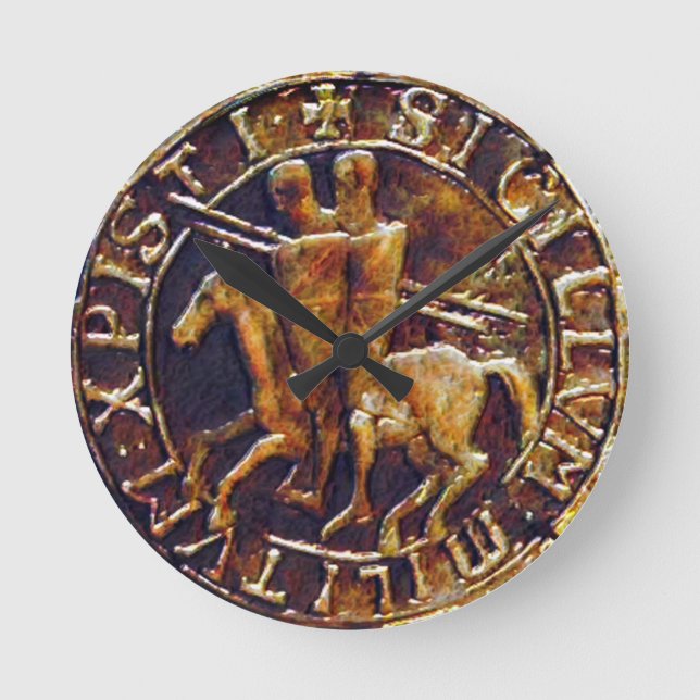 Mediaeval Seal of the Knights Templar Round Clock (Front)