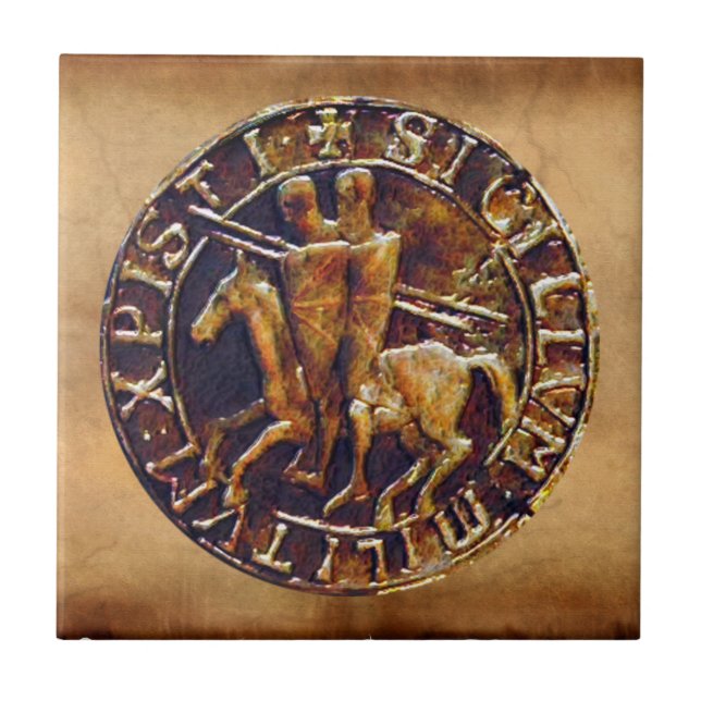 Mediaeval Seal of the Knights Templar Tile (Front)