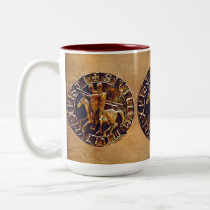 Mediaeval Seal of the Knights Templar Two-Tone Coffee Mug