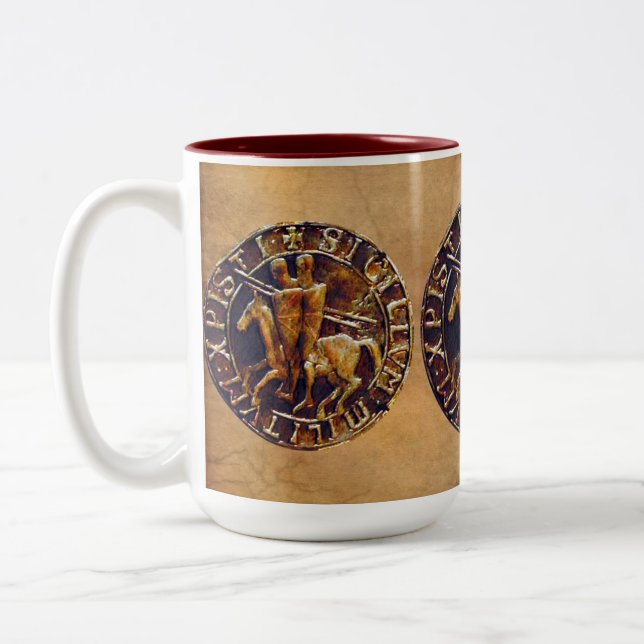 Mediaeval Seal of the Knights Templar Two-Tone Coffee Mug (Left)